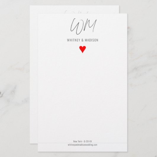 Trouwen, modern, minimalistisch, briefpapier (Voorkant / Achterkant)