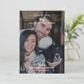 Trouwen Moderne Foto Paar Huisdier Hond Mijn Mense Bedankkaart (Staand voorkant)