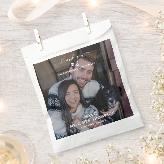 Trouwen Moderne Foto Paar Huisdier Hond Mijn Mense Bedankzakje (Geknipt)