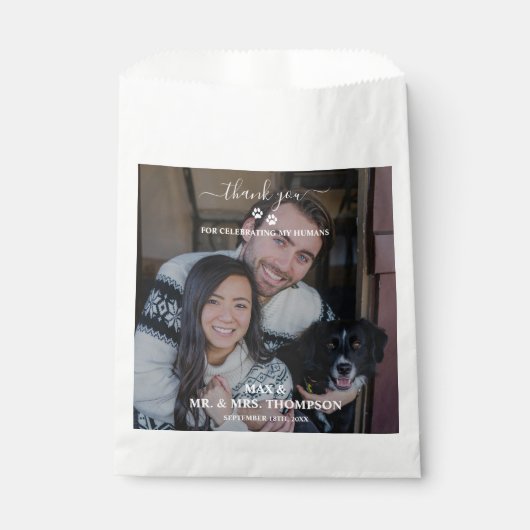 Trouwen Moderne Foto Paar Huisdier Hond Mijn Mense Bedankzakje (Voorkant)