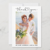 Trouwen Moderne Kalligrafie Hartschrift Bedankkaart (Voorkant)