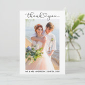 Trouwen Moderne Kalligrafie Hartschrift Bedankkaart (Staand voorkant)