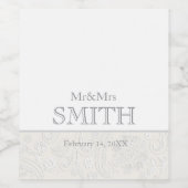 Trouwen Mr. & Mrs. NAME Elegant Grijs Wit Wijn Etiket (Enkel label)