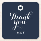 Trouwen Navy Blue Elegant Modern Gast Dank u Kartonnen Onderzetters (Voorkant)