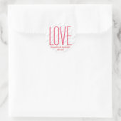 Trouwen Niets Fancy Custom Paar Modern Rood Ronde Sticker (Tas)