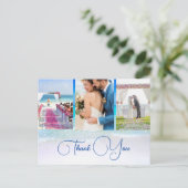 Trouwen Ocean Beach Blue 3 Foto Elegant Dank u Briefkaart (Staand voorkant)