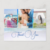 Trouwen Ocean Beach Blue 3 Foto Elegant Dank u Briefkaart (Voorkant)
