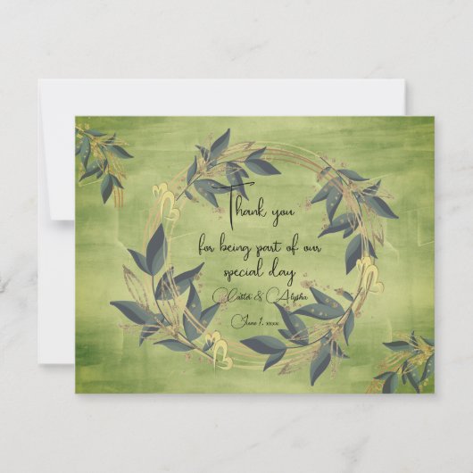 Trouwen Olijfkrans gepersonaliseerd Bedankkaart (Voorkant)