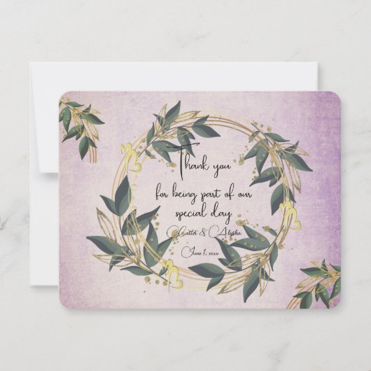 Trouwen Olijfkrans gepersonaliseerd Bedankkaart (Voorkant)