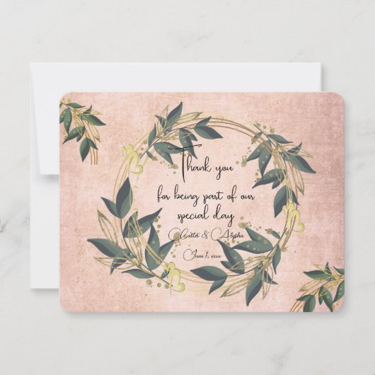 Trouwen Olijfkrans gepersonaliseerd Bedankkaart (Voorkant)