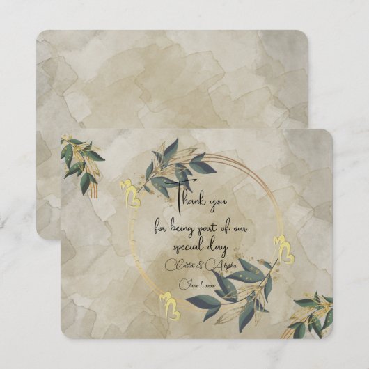 Trouwen Olijfkrans gepersonaliseerd Bedankkaart (Voorkant / Achterkant)
