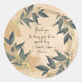 Trouwen Olijfkrans gepersonaliseerd Ronde Sticker