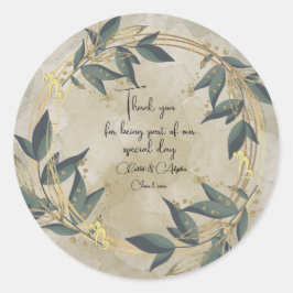 Trouwen Olijfkrans gepersonaliseerd Ronde Sticker