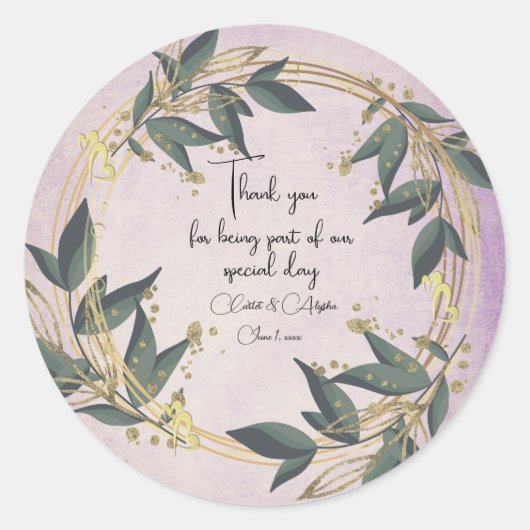 Trouwen Olijfkrans gepersonaliseerd Ronde Sticker (Voorkant)