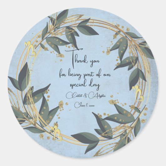 Trouwen Olijfkrans gepersonaliseerd Ronde Sticker (Voorkant)