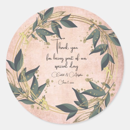 Trouwen Olijfkrans gepersonaliseerd Ronde Sticker (Voorkant)