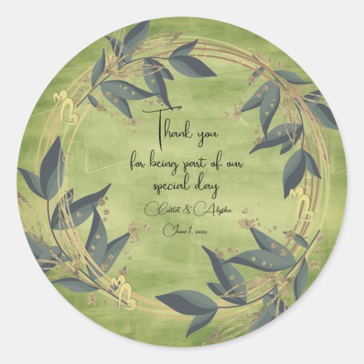 Trouwen Olijfkrans Gepersonaliseerde Sticker (Voorkant)