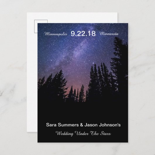 Trouwen onder de sterren - Save The Date Aankondigingskaart (Voorkant / Achterkant)