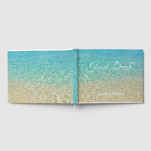 Trouwen Ondiep Water Gepersonaliseerde Turquoise,  Gastenboek (Volledig)