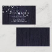Trouwen Online RSVP Rustiek Hout Trouwen Navy Blau Informatiekaartje (Voorkant / Achterkant)