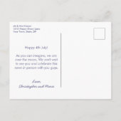 Trouwen op 4 juli met rood, wit en blauw aankondigingskaart (Achterkant)