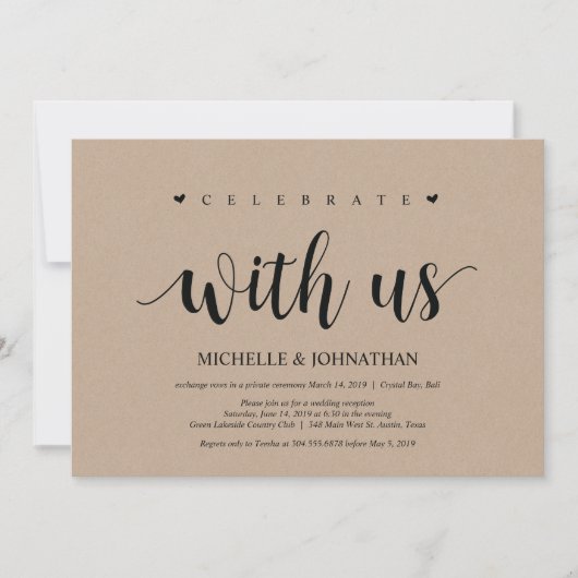 Trouwen op de vlucht, vier met ons Uitnodigingen (Voorkant)