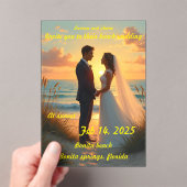 Trouwen op het strand bij zonsondergang acryl uitnodigingen (Insitu (Draagbaar))