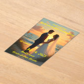 Trouwen op het strand bij zonsondergang acryl uitnodigingen (Laagn)