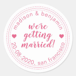 Trouwen Opslagbericht Heet Roze Ronde Sticker