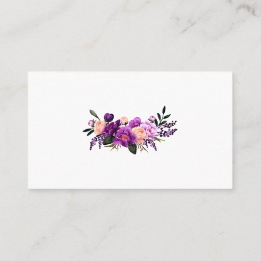 Trouwen Paarse Bloemen Foto Website Invoegen Kaart (Achterkant)