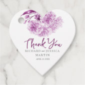 Trouwen paarse bloemen waterverf dank u gunst bedankjes labels (Voorkant)