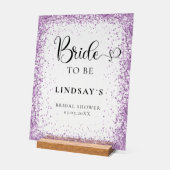 TROUWEN! Paarse Glitter Bruiloftsfeest  Acryl Bord (Hoek)