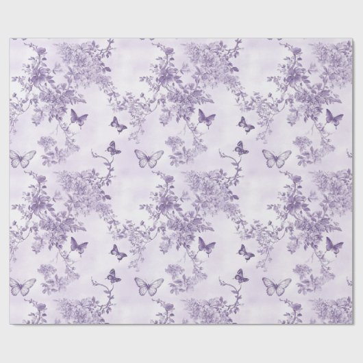 Trouwen Paarse vlinders op Paarse achtergrond Cadeaupapier (Vlak)
