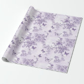 Trouwen Paarse vlinders op Paarse achtergrond Cadeaupapier (Uitgerold)
