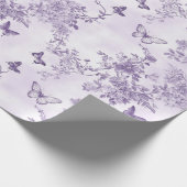 Trouwen Paarse vlinders op Paarse achtergrond Cadeaupapier (Hoek)