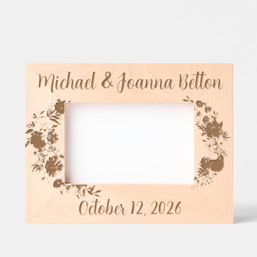 Trouwen Pas getrouwd Jubileum Bloemen Gegraveerde Lijstjes (Voorkant)