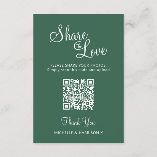 Trouwen QR delen liefde winter bruiloft grijs groe Informatiekaartje (Achterkant)