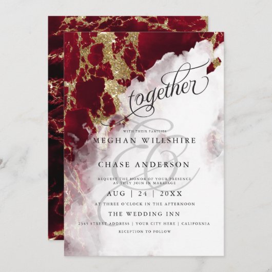 TROUWEN | Rode Robijn Geode Waterverf BlotevoetenB (Voorkant / Achterkant)