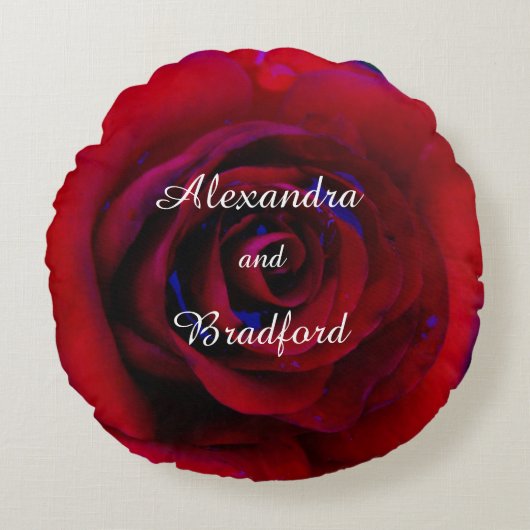 Trouwen Rode roos, bloemenbruid bruidegom op maat Rond Kussen (Voorkant)