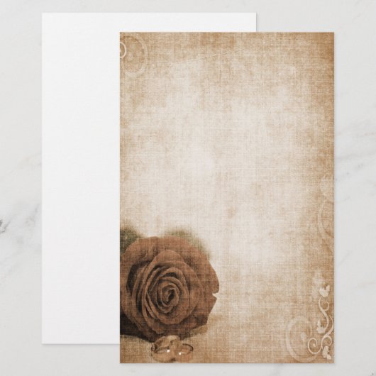 Trouwen Roos  Briefpapier (Voorkant / Achterkant)