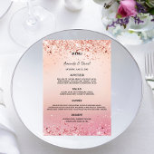 Trouwen roos goud roze confetti menukaart kaart
