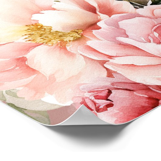 Trouwen roos gouden bloemen kant welkomstbord poster (Hoek)