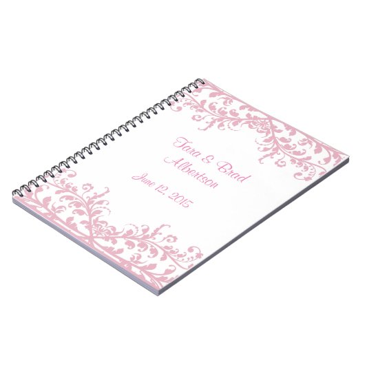 Trouwen, Roze Bloeiende Gast Log in Boek Notitieboek (Linkerzijde)