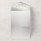 Trouwen Roze Bloemen Lijst Waterverf Glanzend Bron All In One Uitnodiging (Buitenkant)