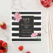 Trouwen Roze Bloemen Vetgedrukte Zwarte en Witte S Servet (Insitu)