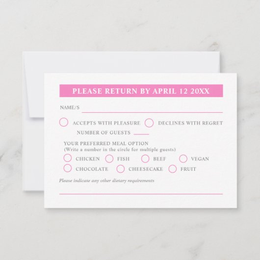 Trouwen roze bloesem wilde bloem waterverf RSVP kaartje (Achterkant)