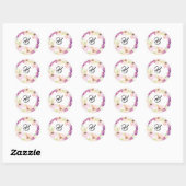 Trouwen roze en violette bloemen ronde sticker (Vel)