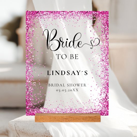 TROUWEN! Roze Glitter Bruiloft Acryl Bord