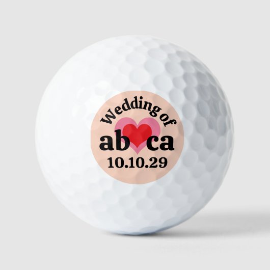 TROUWEN Roze Rode Hart MONOGRAM Abrikozen Achtergr Golfballen (Voorkant)