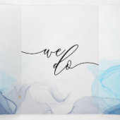 Trouwen Rsvp aqua ombre blauw goud Drieluik Kaart (Binnenkant midden)